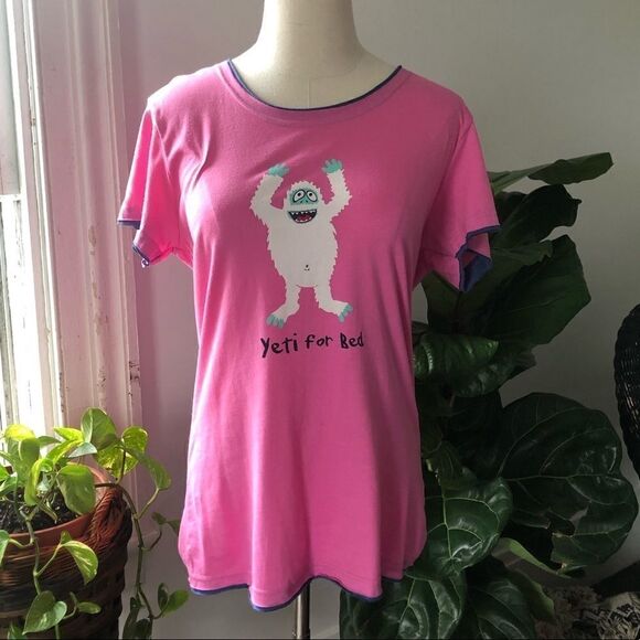 NEW ✨ Lazy One Yeti For Bed Fitted T-shirt PJ M - Picture 2 of 6